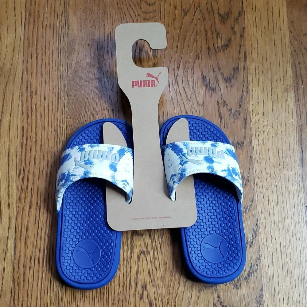 NEW Cool Cat Shibori Jr. Slide Sandal Blue Tie Dye Print Puma Kids Size 12